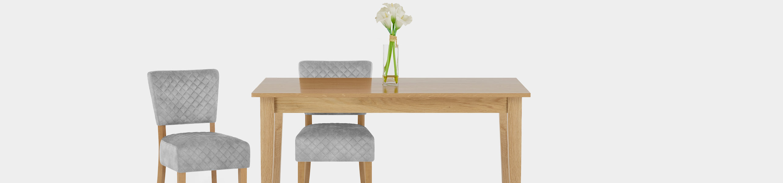 Ramsay Oak Dining Chair Grey Velvet Video Banner