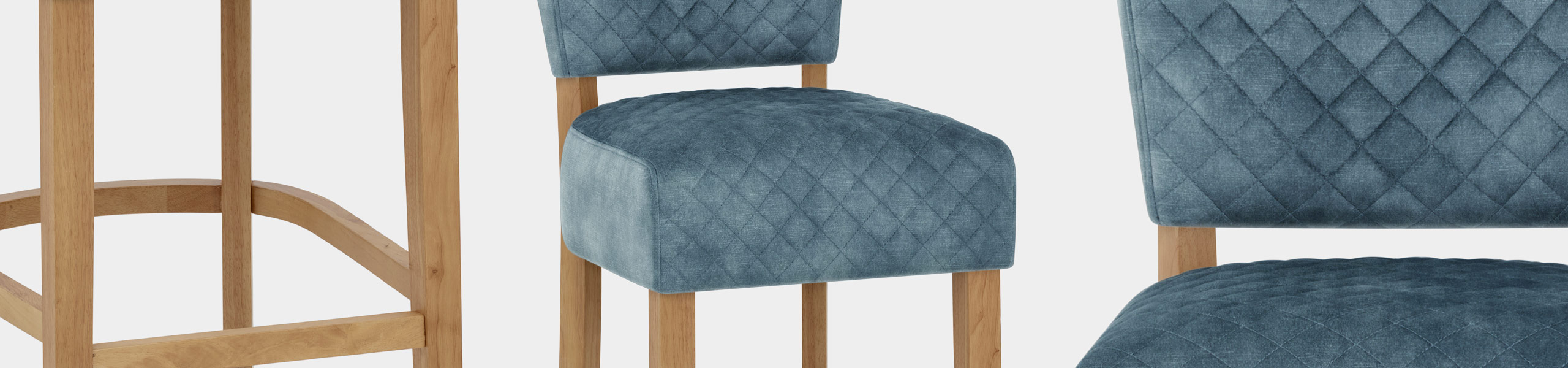 Ramsay Oak Bar Stool Blue Velvet Video Banner