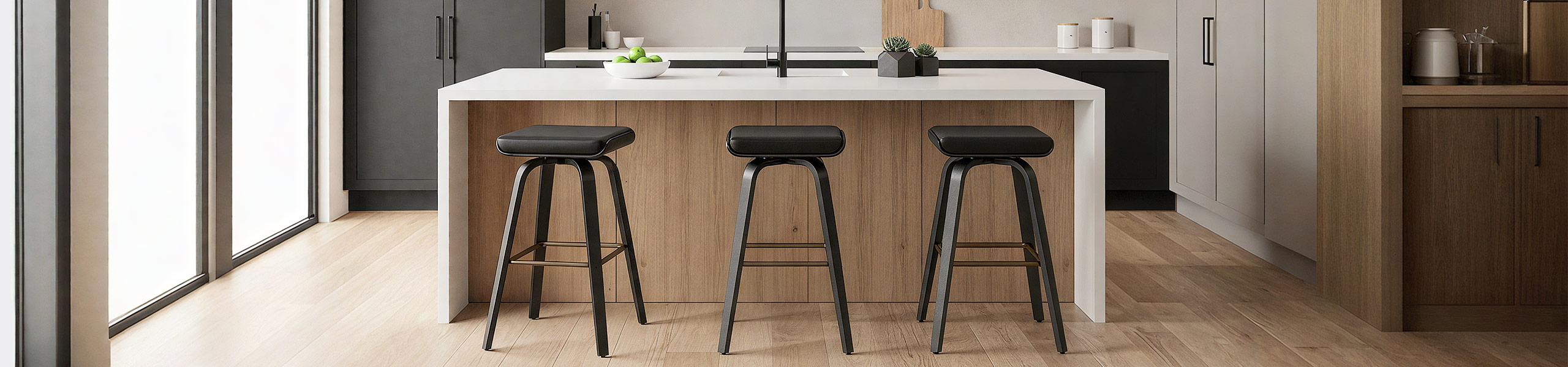 Remy Wooden Stool Black Real Leather Video Banner