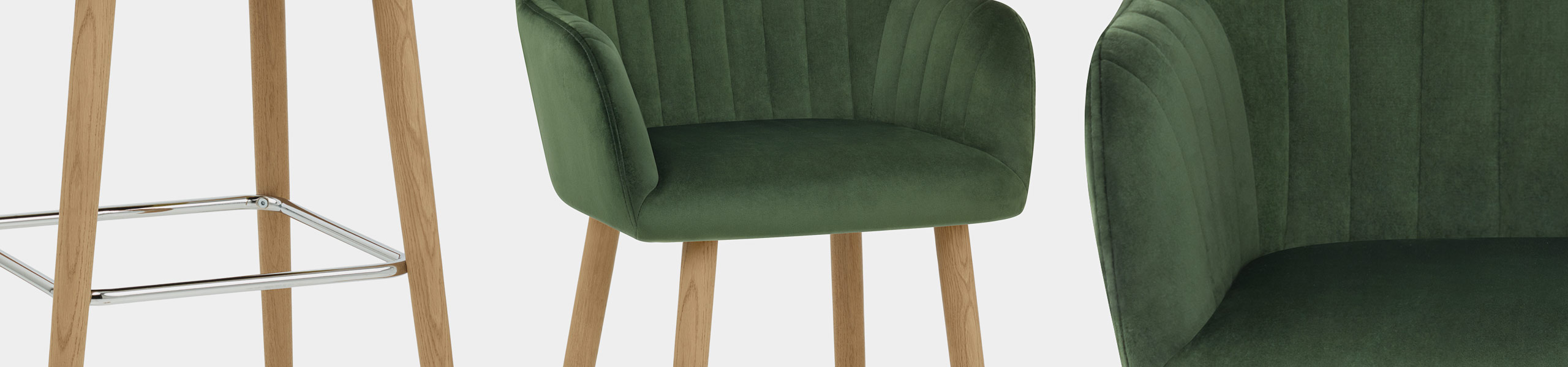 Rio Wooden Stool Green Velvet Video Banner