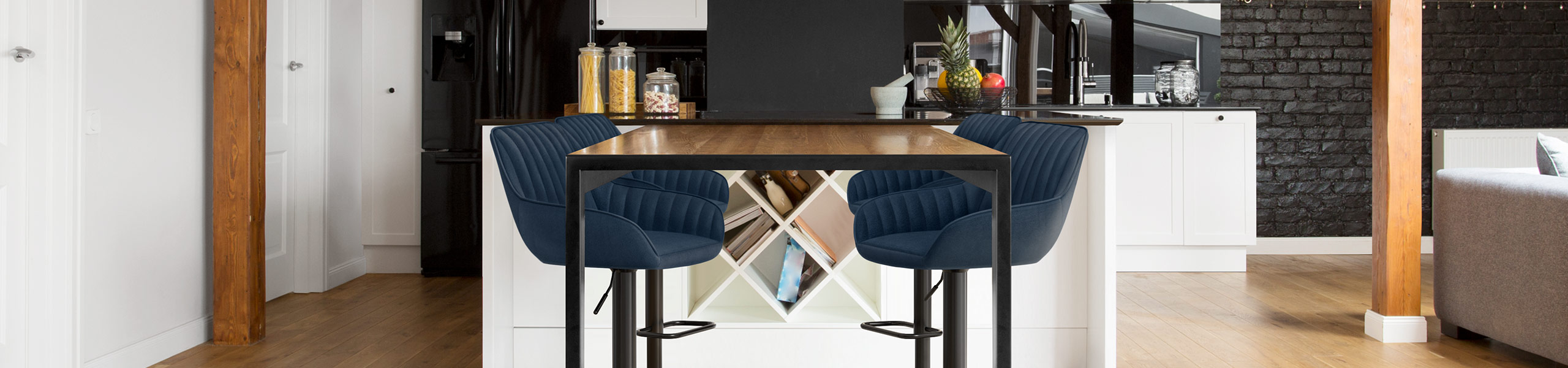 Sol Bar Stool Blue Velvet Video Banner