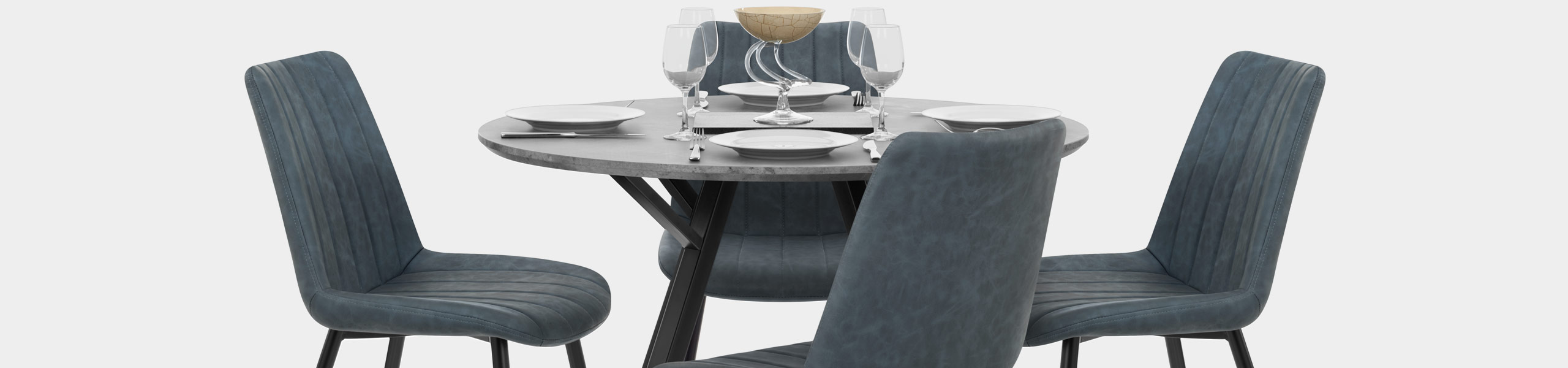 Sussex Dining Set Concrete & Blue Video Banner