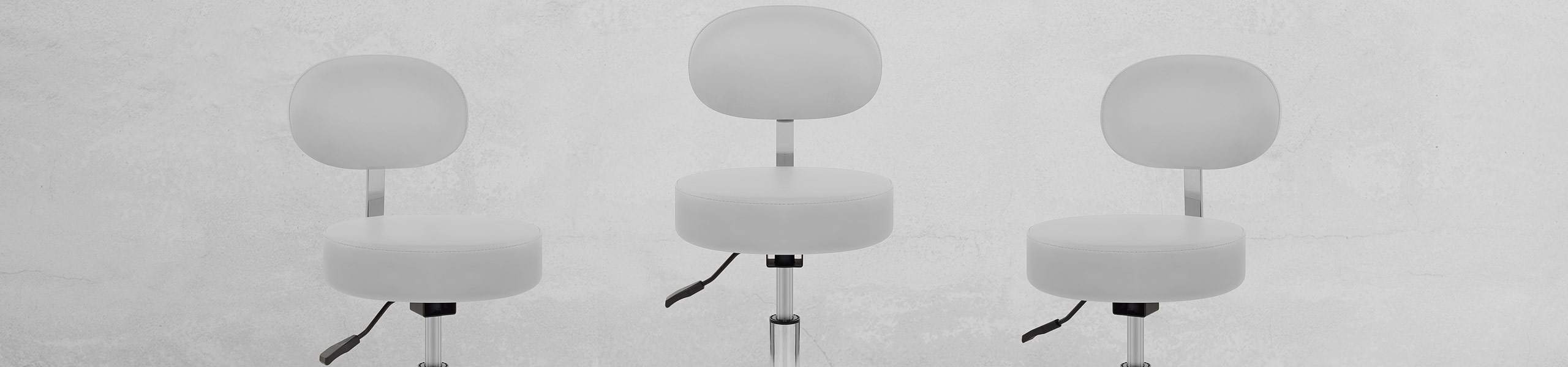 Swivel Stool With Back White Video Banner