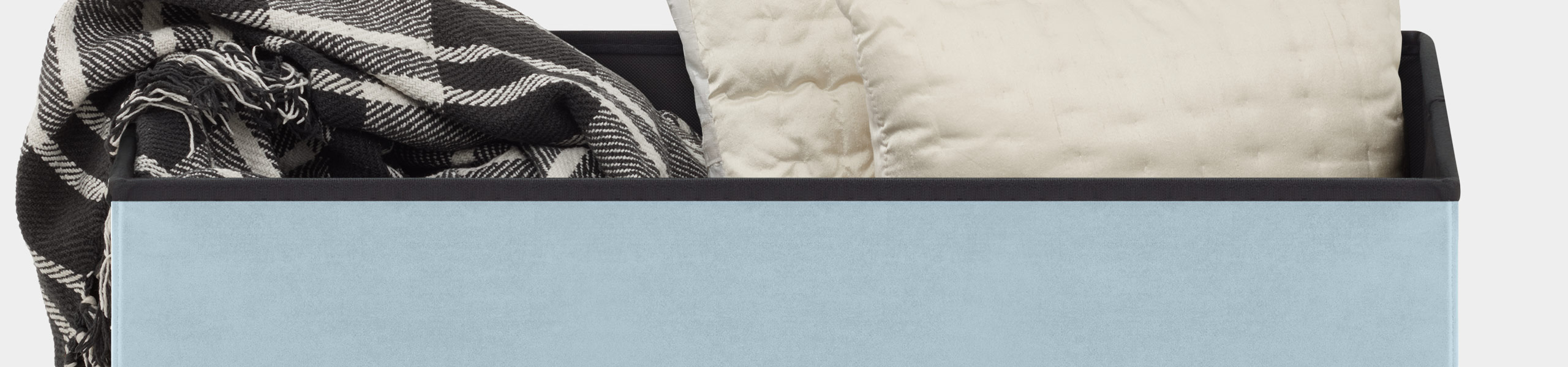 Tiffany Foldable Ottoman Blue Velvet Video Banner