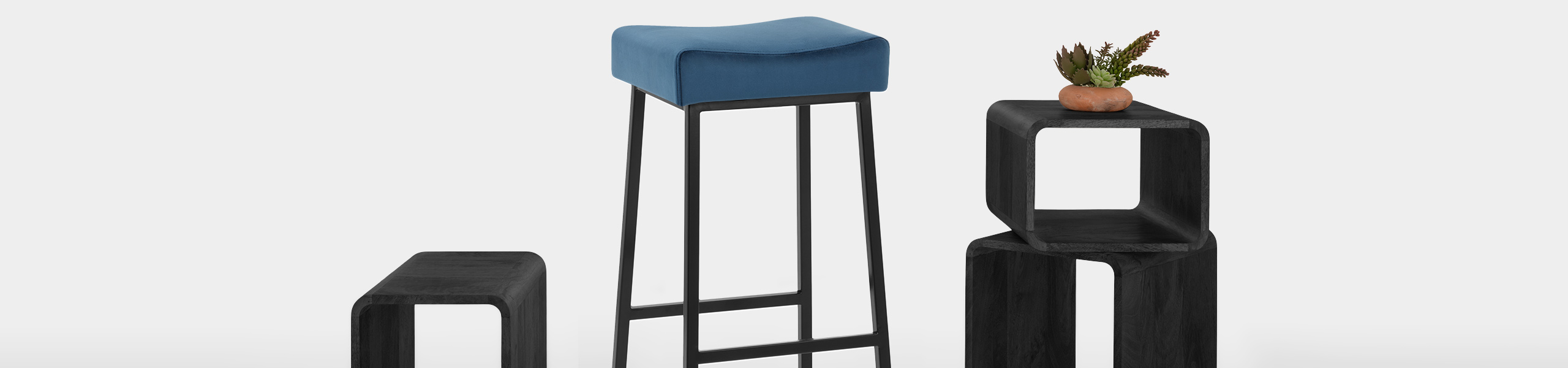 Uno Bar Stool Blue Velvet Video Banner