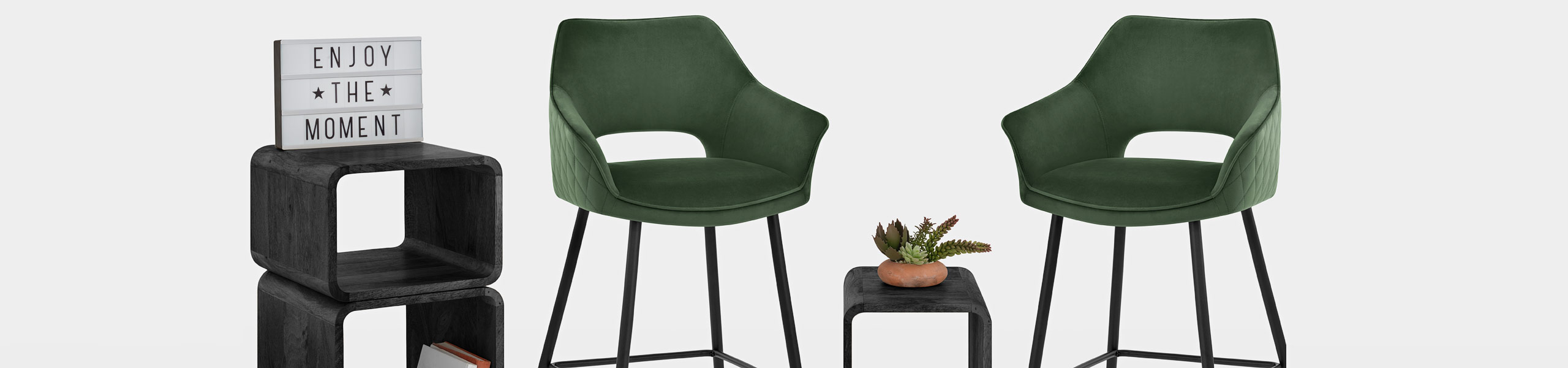 Viola Bar Stool Green Velvet Video Banner