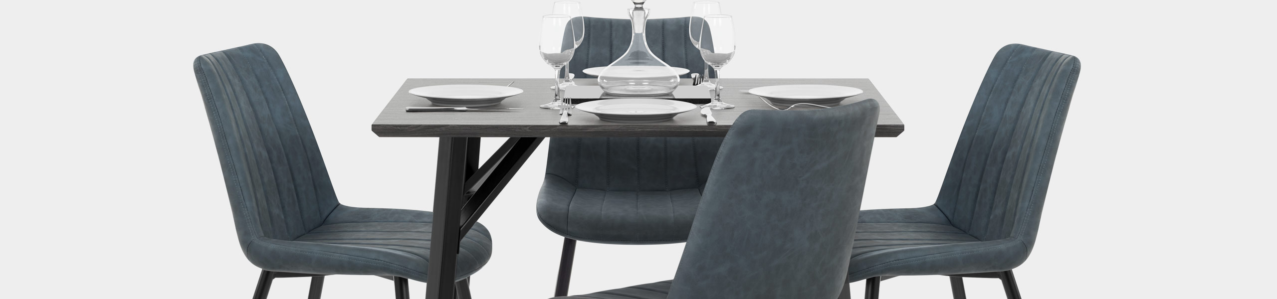 Warwick Dining Set Grey Wood & Blue Video Banner